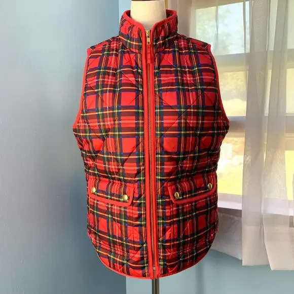 NWT J. Crew Factory Tartan Plaid Quilted Vest Size Small - Picture 2 of 8